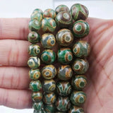 Natural Green Carnelian Tibetan Dzi Eyes Beads 8/10/12MM Round Loose Bead