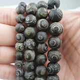 Gray Stone Tibetan Dzi Eyes Beads 8/10/12MM Round Loose Beads