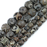 Gray Stone Tibetan Dzi Eyes Beads 8/10/12MM Round Loose Beads