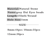 Gray Stone Tibetan Dzi Eyes Beads 8/10/12MM Round Loose Beads