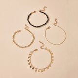 4Pcs/Set Hip-Hop Rock Mixed Woven Beads Anklet Women Party Jewelry