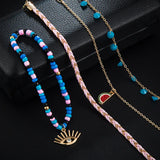 4Pcs/Set Gothic Mixed Beaded Anklet Crystal Eye Women Jewelry