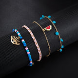 4Pcs/Set Gothic Mixed Beaded Anklet Crystal Eye Women Jewelry