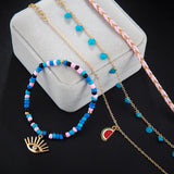 4Pcs/Set Gothic Mixed Beaded Anklet Crystal Eye Women Jewelry