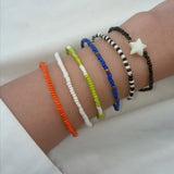 7Pcs Bohemia Colorful Acrylic Beaded Bracelet Set