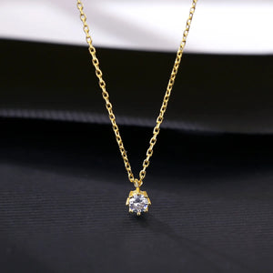 925 Silver Zircon Sun Pendant Necklace Shining Gift