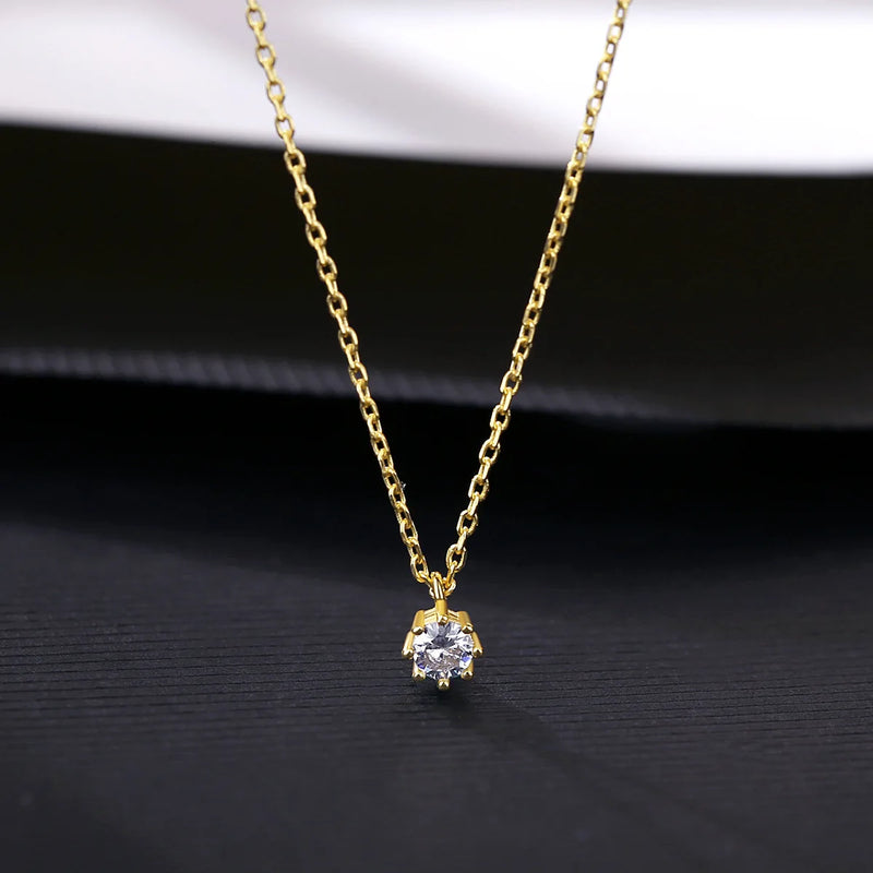 925 Silver Zircon Sun Pendant Necklace Shining Gift