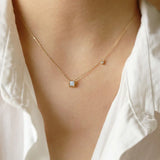 925 Silver 3D Green Zircon Pendant Necklace 14K Gold-Plated