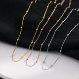 925 Sterling Silver Bead Chain Necklace Women Party Jewelry