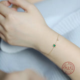 925 Silver Green Zirconium Bracelet 14K Gold-Plated Jewelry