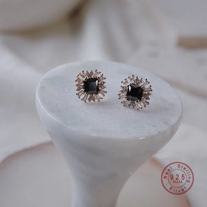 925 Silver Heart Zircon Stud Earrings Elegant Jewelry