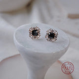925 Silver Heart Zircon Stud Earrings Elegant Jewelry