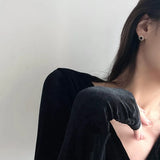 925 Silver Heart Zircon Stud Earrings Elegant Jewelry
