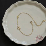 925 Sterling Silver Zircon Star Bracelet 14K Plated Banquet Jewelry