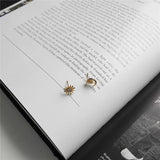 925 Silver Crystal Sun Moon Stud Earrings Classic Banquet Jewelry