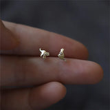 925 Silver Cat Stud Earrings Women 14K Plated Small Party Jewelry