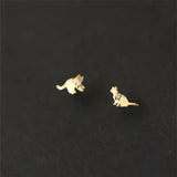 925 Silver Cat Stud Earrings Women 14K Plated Small Party Jewelry