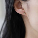 925 Silver Cat Stud Earrings Women 14K Plated Small Party Jewelry