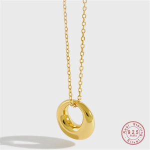 925 Sterling Silver Hollow Circle Chain Necklace Women Wedding Jewelry
