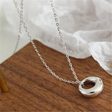 925 Sterling Silver Hollow Circle Chain Necklace Women Wedding Jewelry
