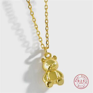 925 Sterling Silver Bear Necklace Women Anniversary Gift Jewelry