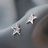 925 Silver Style Star Zircon Stud Earrings Women Dating Jewelry