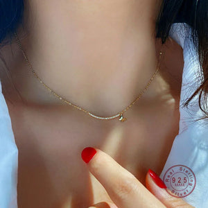 925 Sterling Silver Pav&eacute; Crystal Heart Necklace