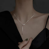 925 Sterling Silver Pearl Zircon Small Bead Pendant Necklace Women