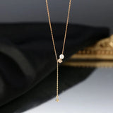 925 Sterling Silver Pearl Zircon Small Bead Pendant Necklace Women