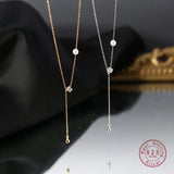 925 Sterling Silver Pearl Zircon Small Bead Pendant Necklace Women