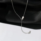 925 Sterling Silver Pearl Zircon Small Bead Pendant Necklace Women
