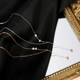 925 Sterling Silver Pearl Zircon Small Bead Pendant Necklace Women