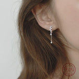 925 Silver Water Drop Tassel Zircon Earrings Anniversary Jewelry