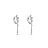 925 Silver Water Drop Tassel Zircon Earrings Anniversary Jewelry