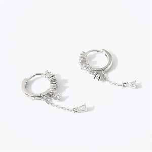 925 Silver Water Drop Tassel Zircon Earrings Anniversary Jewelry