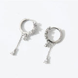 925 Silver Water Drop Tassel Zircon Earrings Anniversary Jewelry