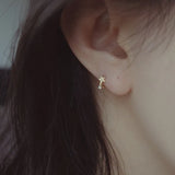 925 Silver Petite Star Zircon Stud Earrings Women 14K Plated