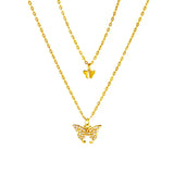 925 Silver 14K Double Layer Butterfly Necklace Wedding Party Jewelry