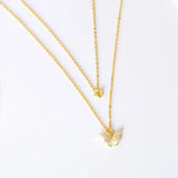 925 Silver 14K Double Layer Butterfly Necklace Wedding Party Jewelry
