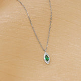 925 Silver Evil Eye Green Zircon Pendant Necklace Women Vintage Jewelry
