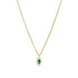 925 Silver Evil Eye Green Zircon Pendant Necklace Women Vintage Jewelry