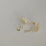 925 Silver Feather Stud Earrings 14K Plated Crystal Women Birthday Gift