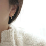 925 Silver Feather Stud Earrings 14K Plated Crystal Women Birthday Gift
