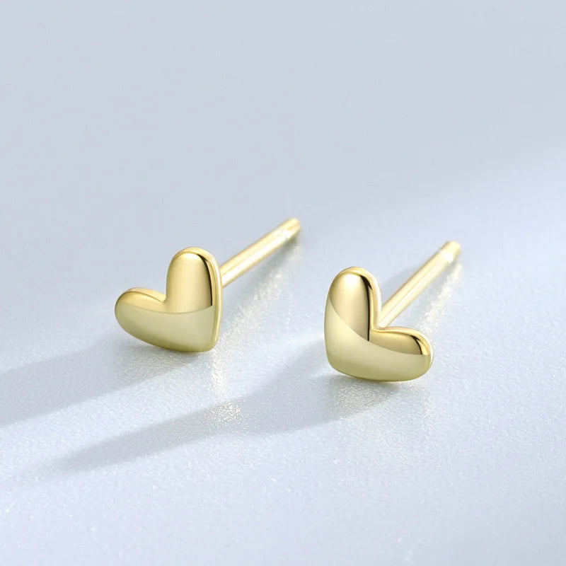 925 Silver Heart Stud Earrings Women Engagement Jewelry