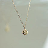 925 Silver Rose Coin Pendant Necklace 14K Plated European Love Jewelry