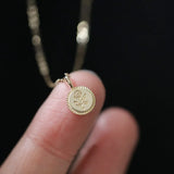 925 Silver Rose Coin Pendant Necklace 14K Plated European Love Jewelry