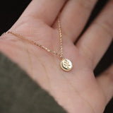 925 Silver Rose Coin Pendant Necklace 14K Plated European Love Jewelry