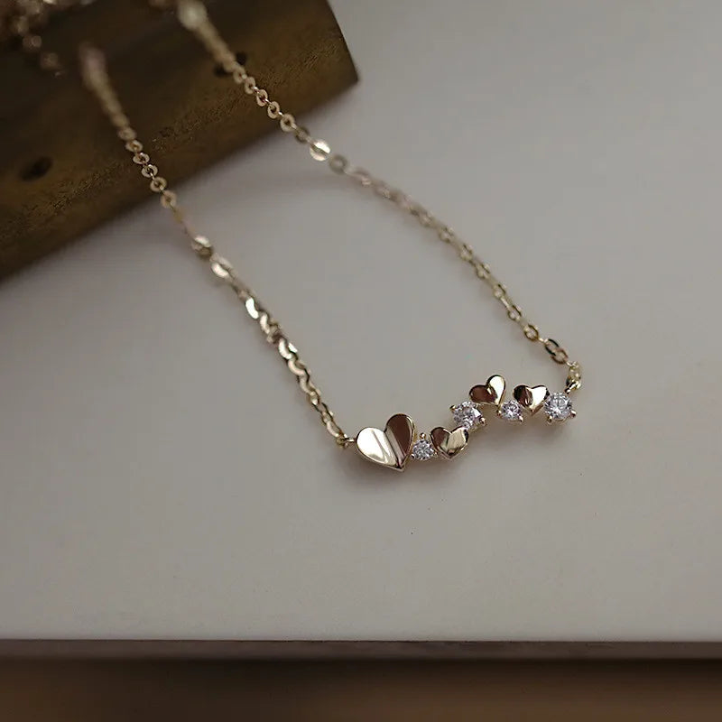 925 Silver Zirconia Heart Necklace Classic Engagement Jewelry