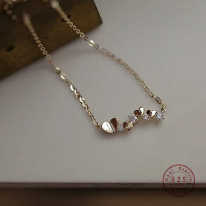 925 Silver Zirconia Heart Necklace Classic Engagement Jewelry