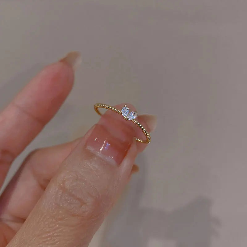 925 Silver Heart Zircon Ring Romantic Anniversary Gift